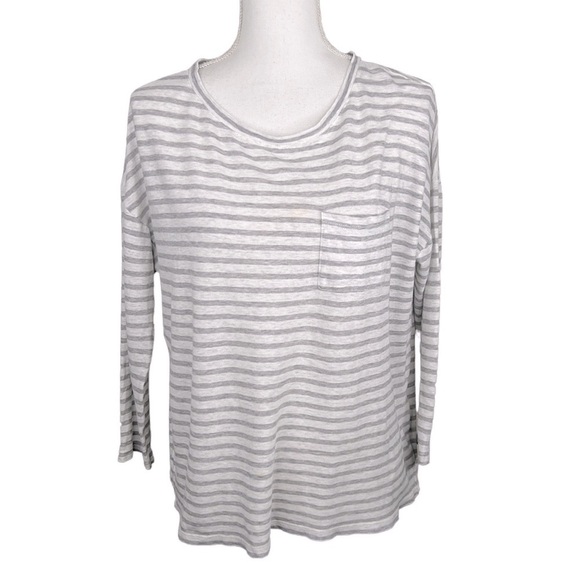 Vince Gray & White Striped Cotton Top Size Medium - Picture 1 of 6
